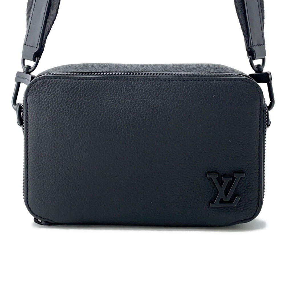 Louis Vuitton Shoulder Bag Grained Calf LV Aerogram Alpha Wearable Wallet Black
